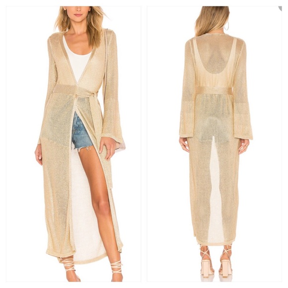 Tularosa Jackets & Blazers - TULAROSA Wendy crochet Robe in gold